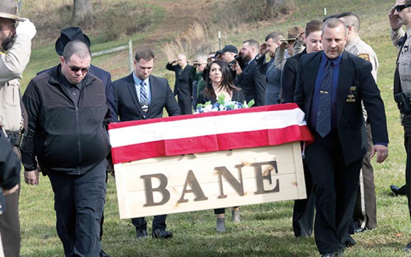 Jared Putnam/editor@cherokeescout.com A large contingent of officers and family members paid their respects to Bane at the sheriff’s training center Monday.