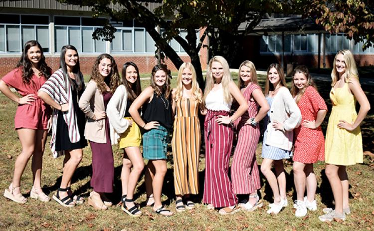 Members of Murphy’s 2019 Homecoming court are (from left) Olivia Payne, Sarah Pullium, Chloe Decker, Jessica Sills, Jillian Clayton, Grace Hill, Taylor Ledford, Alyson Palmer, Stacei Howard, Brailey Barmore and Torin Rogers. 