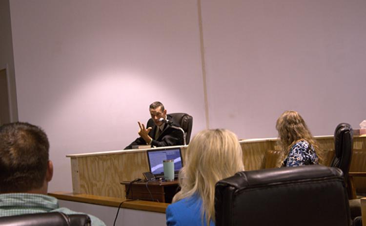 Charlie Benton/cbenton@cherokeescout.com Brent McMahan testifies in Swain County court Thursday.