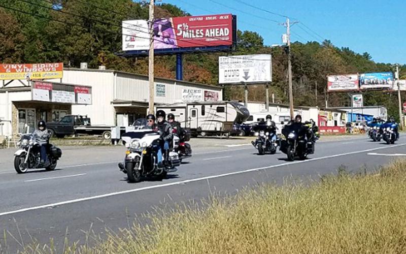 Motorcycles ride in honor of Ed Fleming on Saturday.