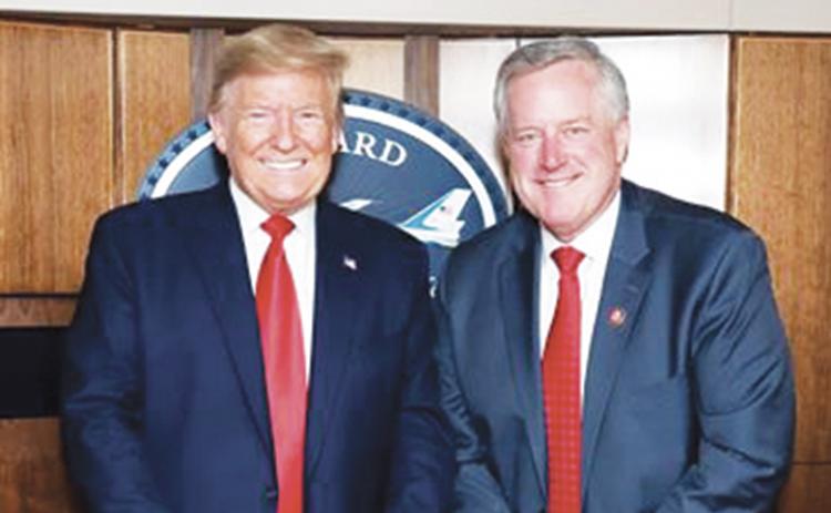 U.S. Rep. Mark Meadows (R-N.C.) meets with President Donald Trump on March 2.