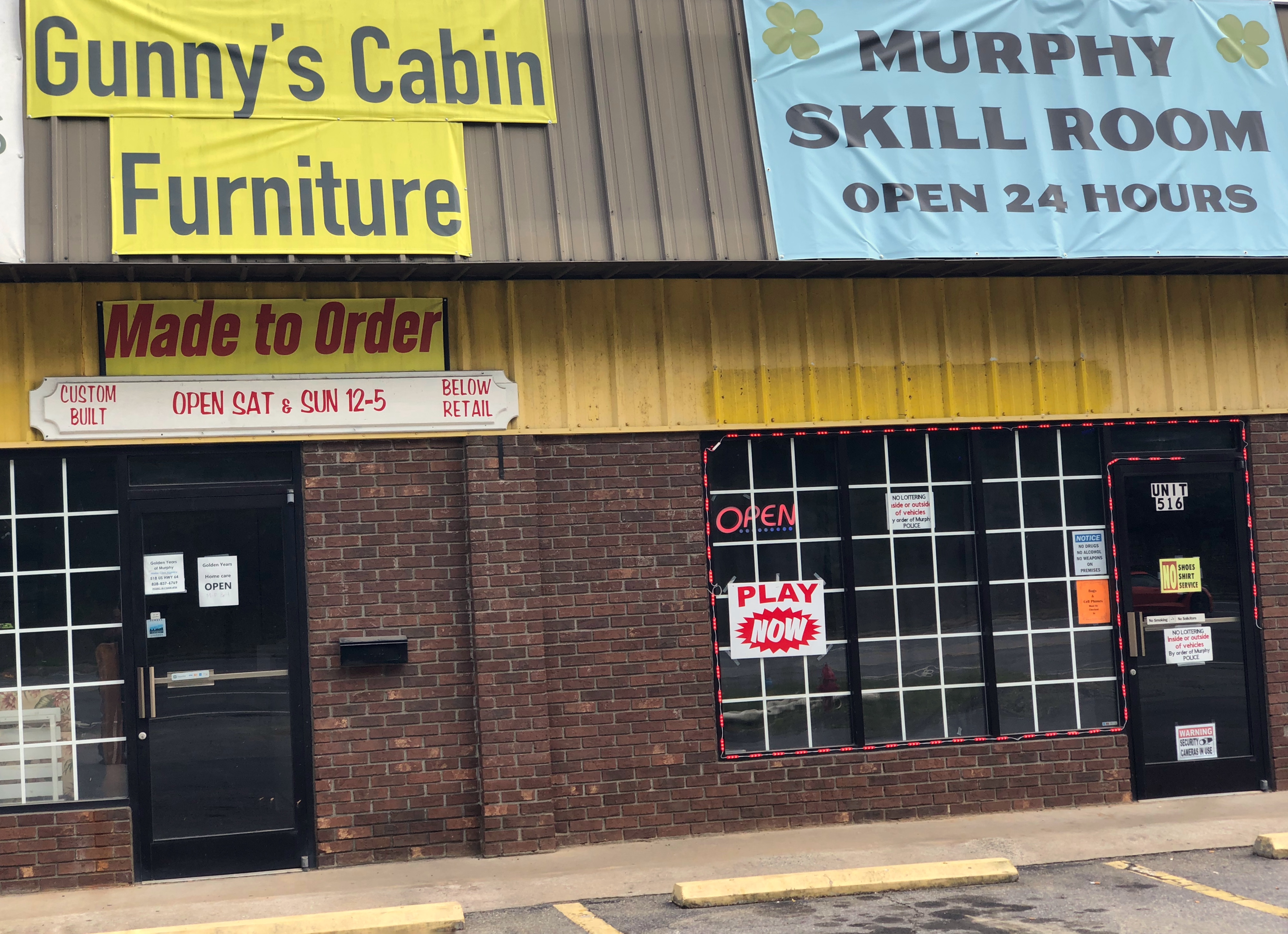 Merchants say patrons of the sweepstakes facilities have tried to use nearby furniture stores as their personal homes. 