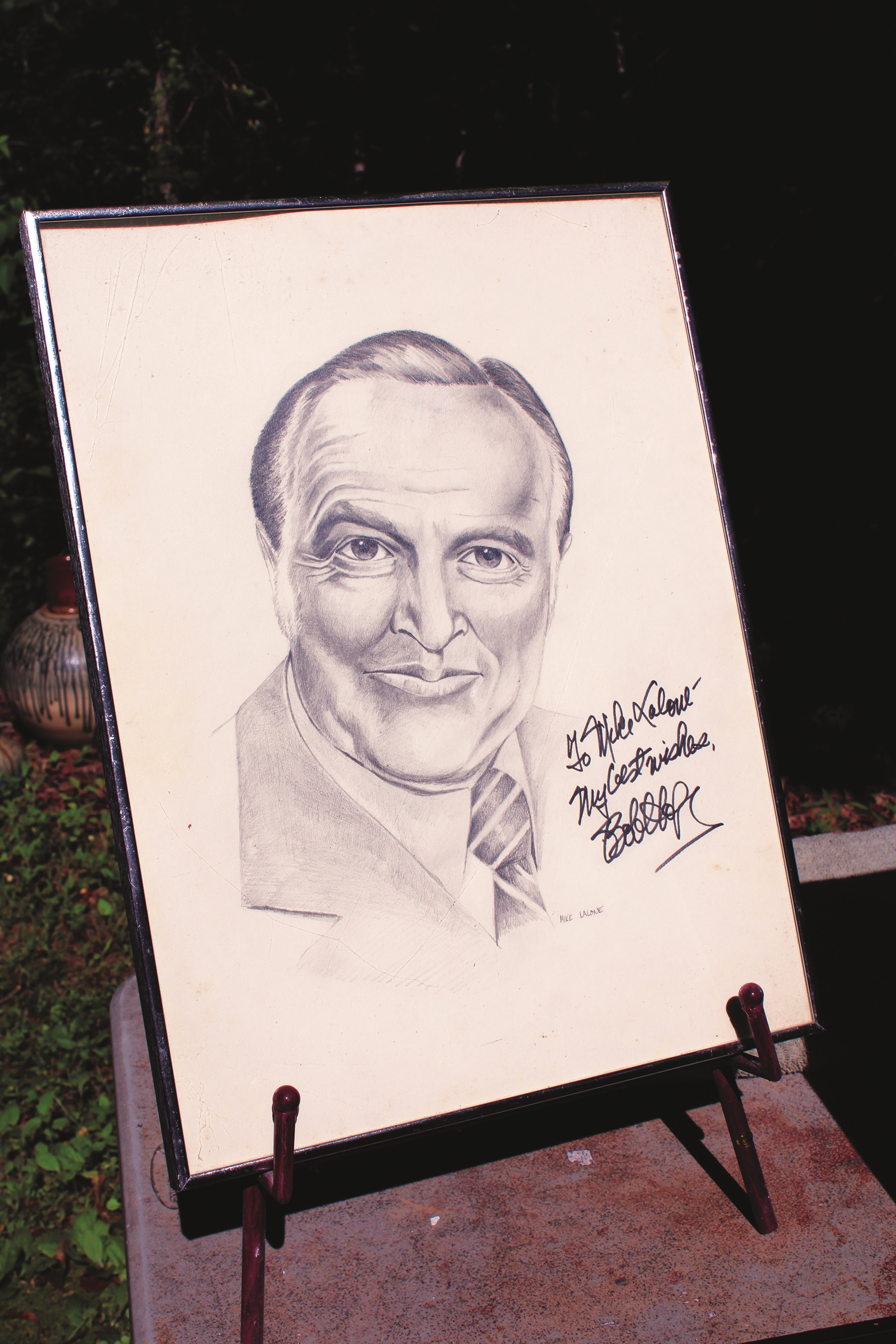 Mike Lalone has drew several portraits of the people who have influenced him the most in life, like this rendering of Bob Hope, which was signed by the late actor. 