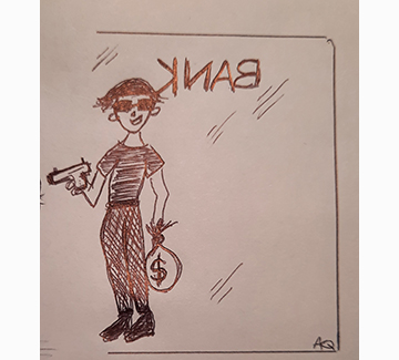 A bank robber Halloween costume may lead to trouble.