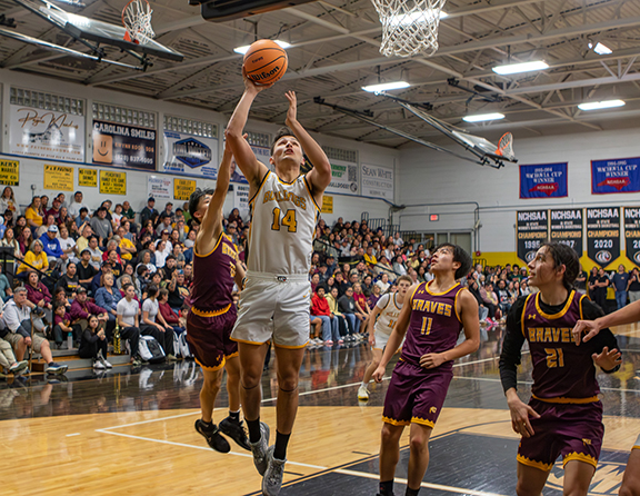 Cannon Crompton/sports@cherokeescout.com Murphy senior Elijah Twiggs gets up for a shot against Cherokee on Friday.