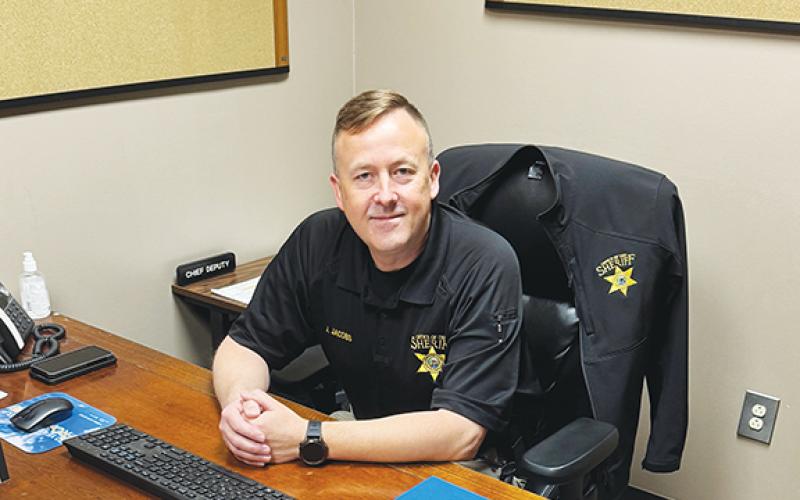 Randy Foster/editor@cherokeescout.com Justin Jacobs, chief deputy of the Cherokee County Sheriff’s Office, has been busy cleaning out his desk and office, preparing for new leaders to take over.