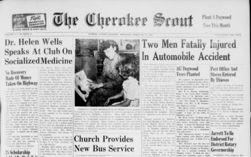 This is the front page of the Feb. 17, 1949, edition of the Cherokee Scout, which was 77 years ago this week.