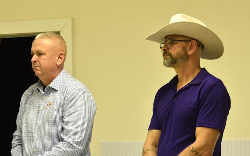 Chris Wood, left, will become Cherokee County sheriff after a vote to recommend him over Sam May, right, by the Cherokee County Republican Party executive committee on Thursday evening.