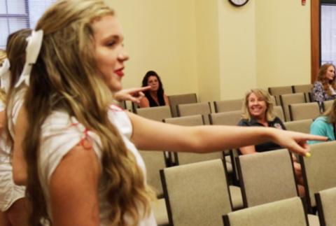 Murphy High School varsity cheerleaders perform the 2020 Census “Count Everyone” song during the Cherokee County Board of Commissioners meeting on Aug. 19.