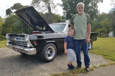 David Johnson and his grandson, almost 4-year-old Connor, are proud to show off Johnson’s 1967 Ford Fairlane during Andrews Cruise Night for the Kids on Saturday night. Johnson said the car will be Connor’s one day.