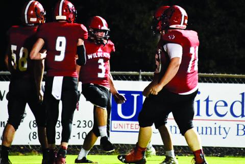 Andrews' Gage Gillespie (3) celebrates his second touchdown of the night in a win over Cherokee.