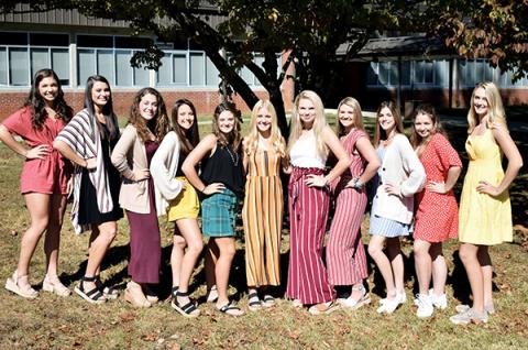 Members of Murphy’s 2019 Homecoming court are (from left) Olivia Payne, Sarah Pullium, Chloe Decker, Jessica Sills, Jillian Clayton, Grace Hill, Taylor Ledford, Alyson Palmer, Stacei Howard, Brailey Barmore and Torin Rogers. 