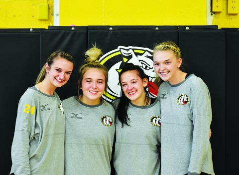 Murphy volleyball seniors (from left) Madison Worley, Allison Wells, Trinity Garrett and Hailey Bowman helped Murphy claim a share of its third-straight SMC title this season.