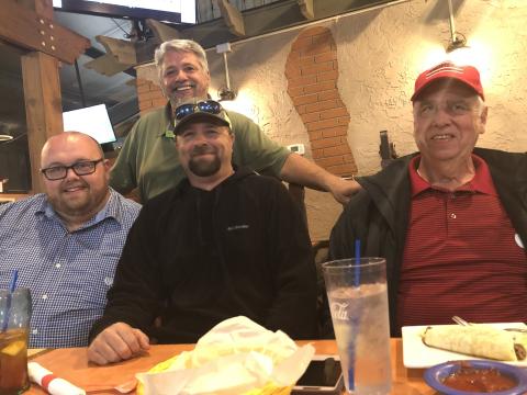 Jonathan Ellison (left) and Mike Sheidy (right) were elected to join the Board of Aldermen with Scott Stalcup (middle). Mayor James Reid joined them at Monte Alban on Tuesday night.