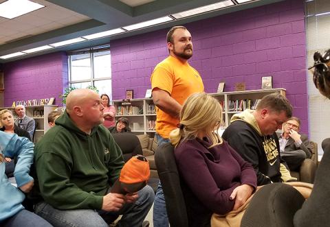Blake Ritz of Martins Creek speaks at the continuation of the Cherokee County Board of Education meeting on Jan. 22. Photo by Samantha Sinclair