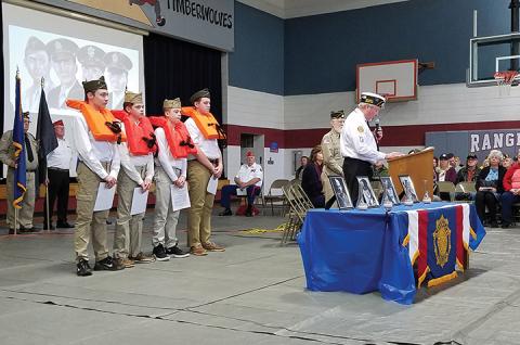 Ranger Elementary/Middle School students were the first students in the state to act out the roles of the Four Chaplains during last year’s program. Photo by Samantha Sinclair