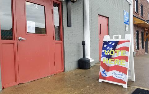 The Cherokee County Board of Elections in downtown Murphy is the only one-stop early voting location in the county. Photo by Samantha Sinclair