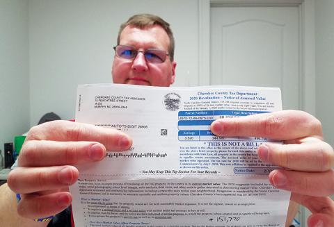 Tim Radford of Murphy is appealing the property assessment on his personal home, and he also is concerned about his commercial land revaluations. Photo by Samantha Sinclair