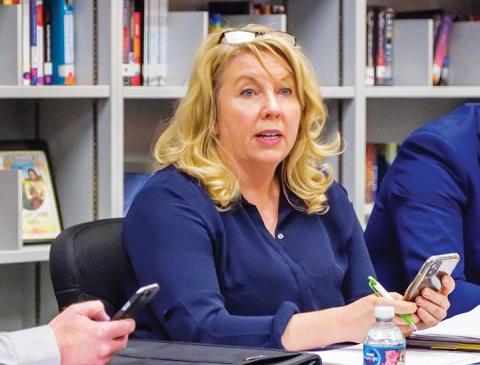 Cherokee County Schools Superintendent Jeana Conley proposed Thursday that the school board consider a long-range plan that would reduce the number of campuses to one high school and three elementary/middle schools, in addition to the Schools of Innovation. Photo by Sam Jokich