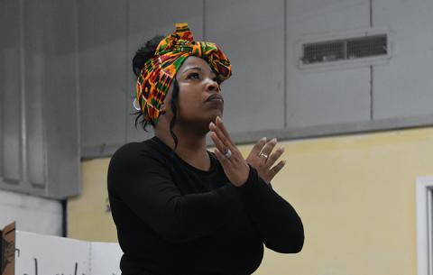 Michelle Lloyd performs to “Glory” during the Artistic Expression Through Black Culture program on March 7. Lloyd said she did some research, but the “spirit of the music” moves her. Photo by Samantha Sinclair