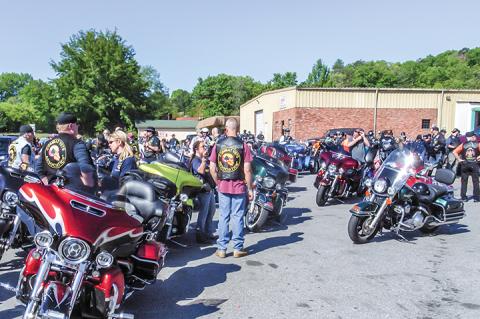 More than 200 motorcyclists took part in the ride to brighten Danner’s day, starting at Hot Spot in Ranger. Photo by Sam Jokich