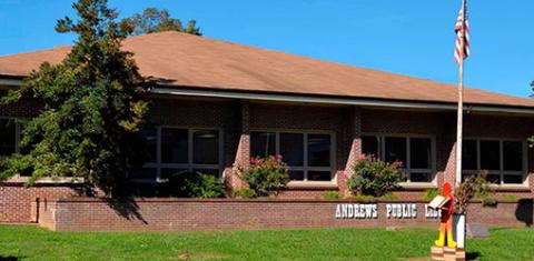 The Andrews Public Library is in the heart of the community at 871 Main St. downtown, although it is curbside pickup only due to the COVID-19 pandemic.