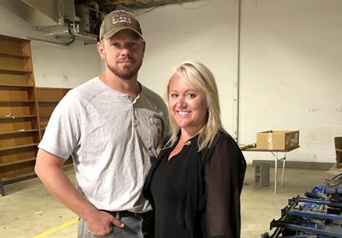From left, Ryan and Holly Christy purchased the county’s former maintenance building, which is adjacent to the courthouse in downtown Murphy. Photo by Penny Ray