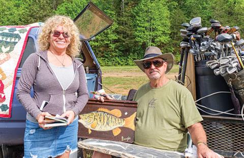 Mr. and Mrs. Danny Wilkson are artists who travel around the tri-state area, but love coming to Murphy. Photo by Sam Jokich.