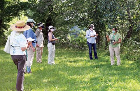 Karen Hurtubise (far right) teaches Appalachian plants during a recent workshop at John C. Campbell Folk School. Photo by Keather Gougler