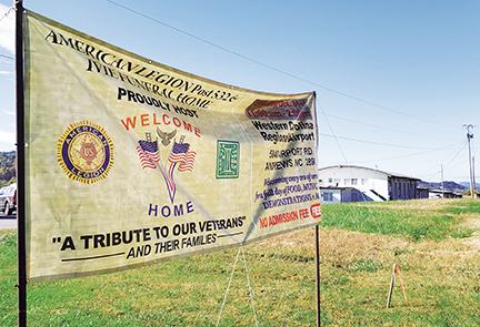 Samantha Sinclair/scoutingaround@cherokeescout.com A sign at the entrance to Western Carolina Regional Airport in Andrews promotes the Welcome Home event to celebrate veterans.
