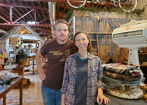 Local residents Pav and Kate Templeton are ready to welcome customers to Rare Bird Emporium on Andrews Road in Murphy. Photo by Samantha Sinclair