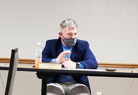 School board member Dr. Jeff Martin stresses the importance of maintaining safe measures when students return to in-person instruction for four days a week. Photo by Samantha Sinclair
