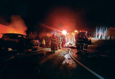 This photo from the Ranger Volunteer Fire Department’s Facebook page show local volunteers fighting a residential fire in Wolf Creek in the early morning hours of Feb. 9.