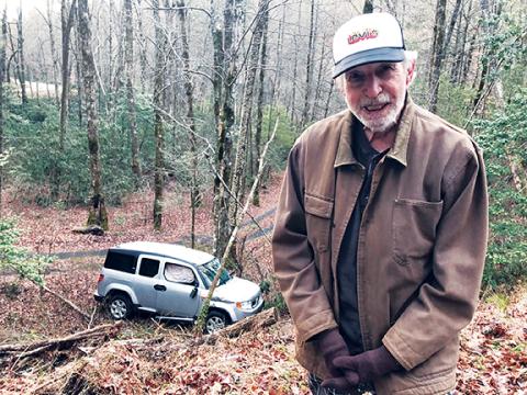 Penny Ray/pennyray@cherokeescout.com Royse Brown fell asleep while driving on Jan. 25 but survived to share his tale.