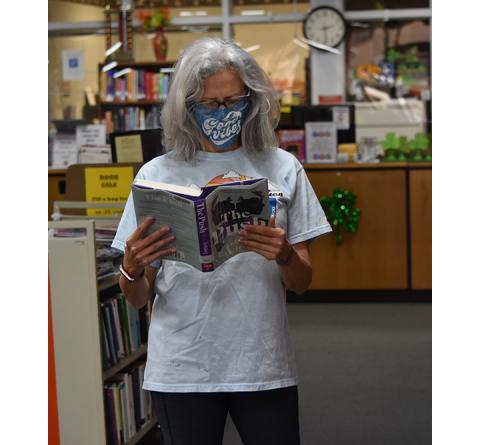 Laurie Phillips of Murphy was happy to return to the local library after it reopened on March 8.