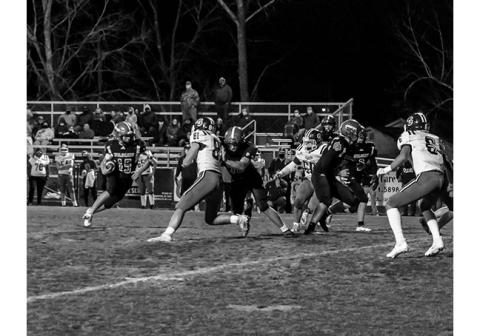 Sam Jokich/For the Cherokee Scout Andrews senior running back Gavin Wilson cuts through the Swain County defense.