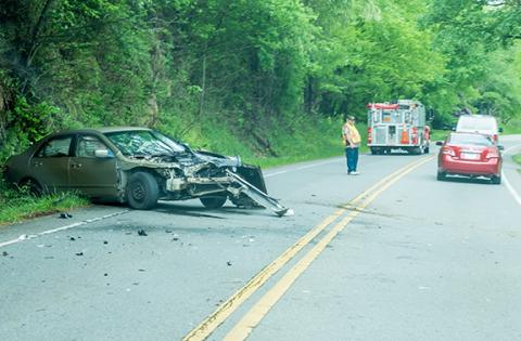 Sam Jokich/For the Cherokee Scout There was an automobile accident at 12:40 p.m. May 5 about 1 mile from U.S. 64/74 on U.S. 19/129. The Bellview Volunteer Fire Department was directing traffic and helping the victims, who were being treated at the scene.