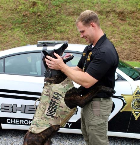 K-9 Bane and his handler, Cherokee County sheriff's deputy Caleb Stiles