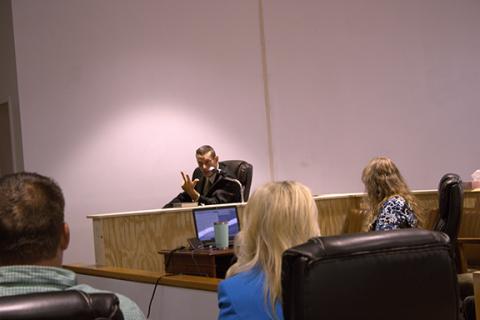 Charlie Benton/cbenton@cherokeescout.com Brent McMahan testifies in Swain County court Thursday.