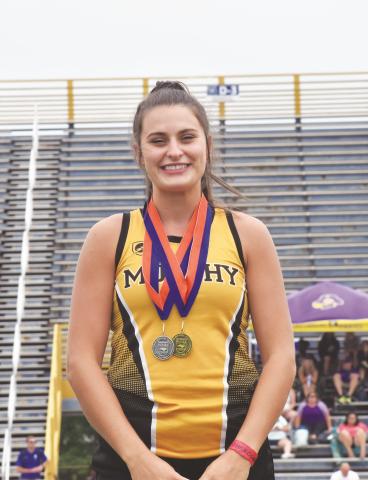 Murphy’s Sarah Pullium is the first Bulldog to win the NCHSAA Female Athlete of the Year. Her seven total state championships are a school record.