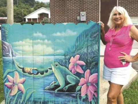 Shirley Rackley of Andrews has a vivid imagination, which allows her to paint the colorful murals seen at the Andrews Public Library, Andrews Post Office and former Andrews Garden Club.