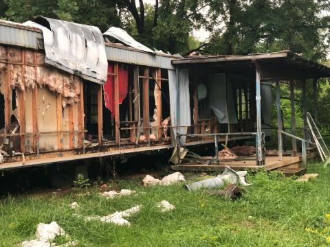 Vagrants reportedly squat in this property on Cheoa Street in Andrews, even though it has no side walls.