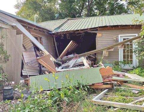 The single-family home is a complete loss after the accident Sunday. 