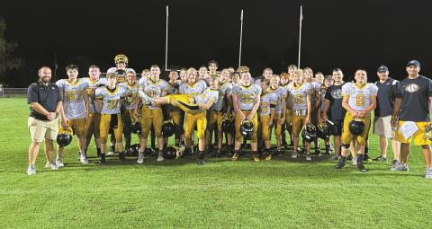 Murphy JV football celebrates an undefeated year and Smoky Mountain Conference championship after a 20-6 win over Andrews on Oct. 7.