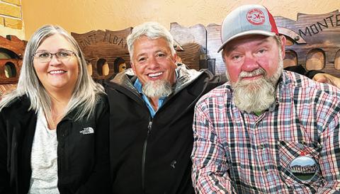 Penny Ray/pennyray@cherokeescout.com From left, Andrews’ Alderman-elect Brandi Smith, Mayor James Reid and Alderman Steve Jordan celebrate after winning last week’s municipal elections.