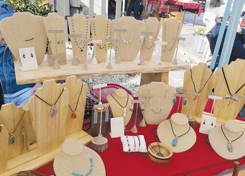 This jewelry was on display at the Murphy Farmers Market from 2 Cats Creations.