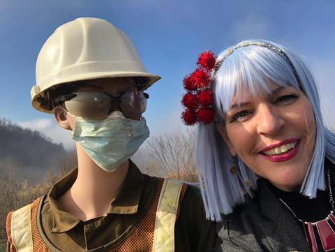 Abigail Hickman/Staff Correspondent  The columnist and a pretend mannequin friend hanging out at Cherokee County’s recycling center.