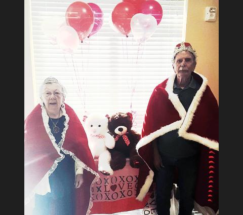 Photos by Abigail Hickman/Staff Correspondent Dorothy Graczyk and Jimmy Rogers were the grand prize winners of the Valentine’s Day Celebration at Murphy Rehabilitation & Nursing Center, with flowers for all.