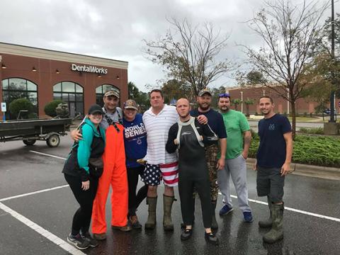 Todd Terrell (second from left) and the United Cajun Navy boat rescue team assisting those in need after Hurricane Florence struck eastern North Carolina.