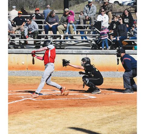 Justin Fitzgerald/sports@cherokeescout.com  Andrews’ Isaac Weaver looks to put the bat on the ball during the Wildcats’ 8-0 loss to Hayesville on Friday.